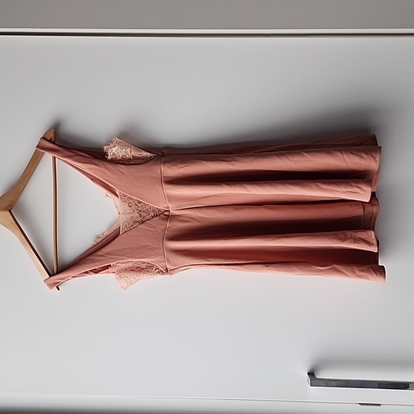 Wild Daisy V Neck Lace Accents Stretch Skater Tank Dress - Picture 6 of 6